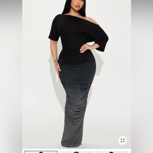 Fashion Nova Black and Gray One Shoulder Dress